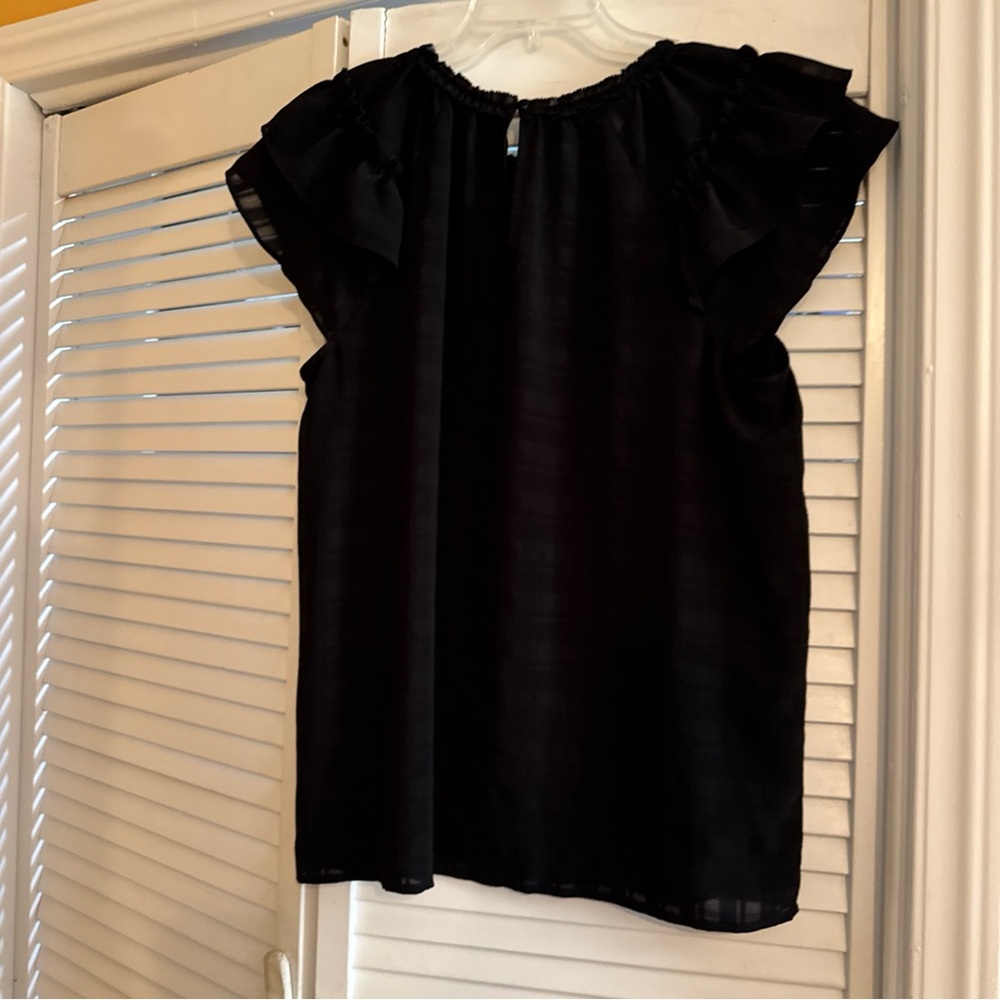 LOFT Black Ruffle Sleeve Blouse - Picture 4 of 12